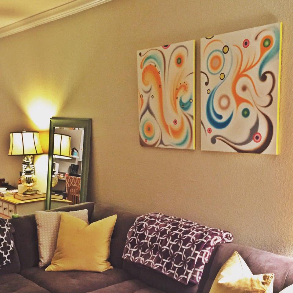 Diptych over sofa