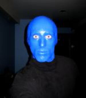 Brook Casey in Blue Man makeup